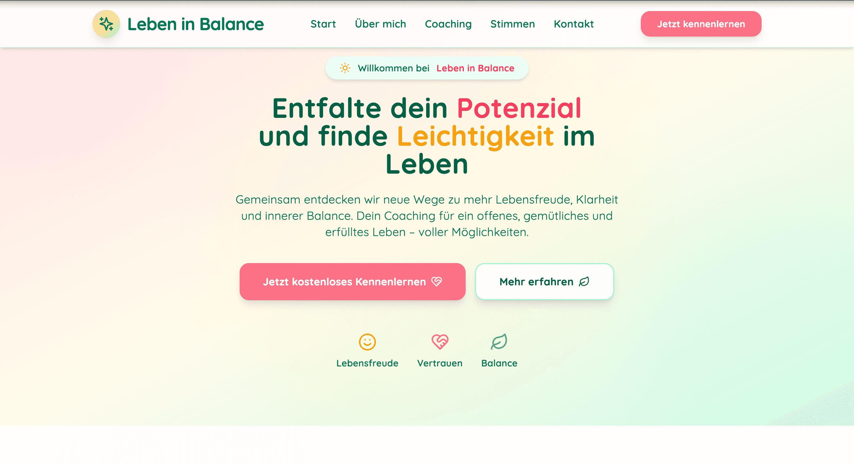 Screenshot Life Coach Leben in Balance