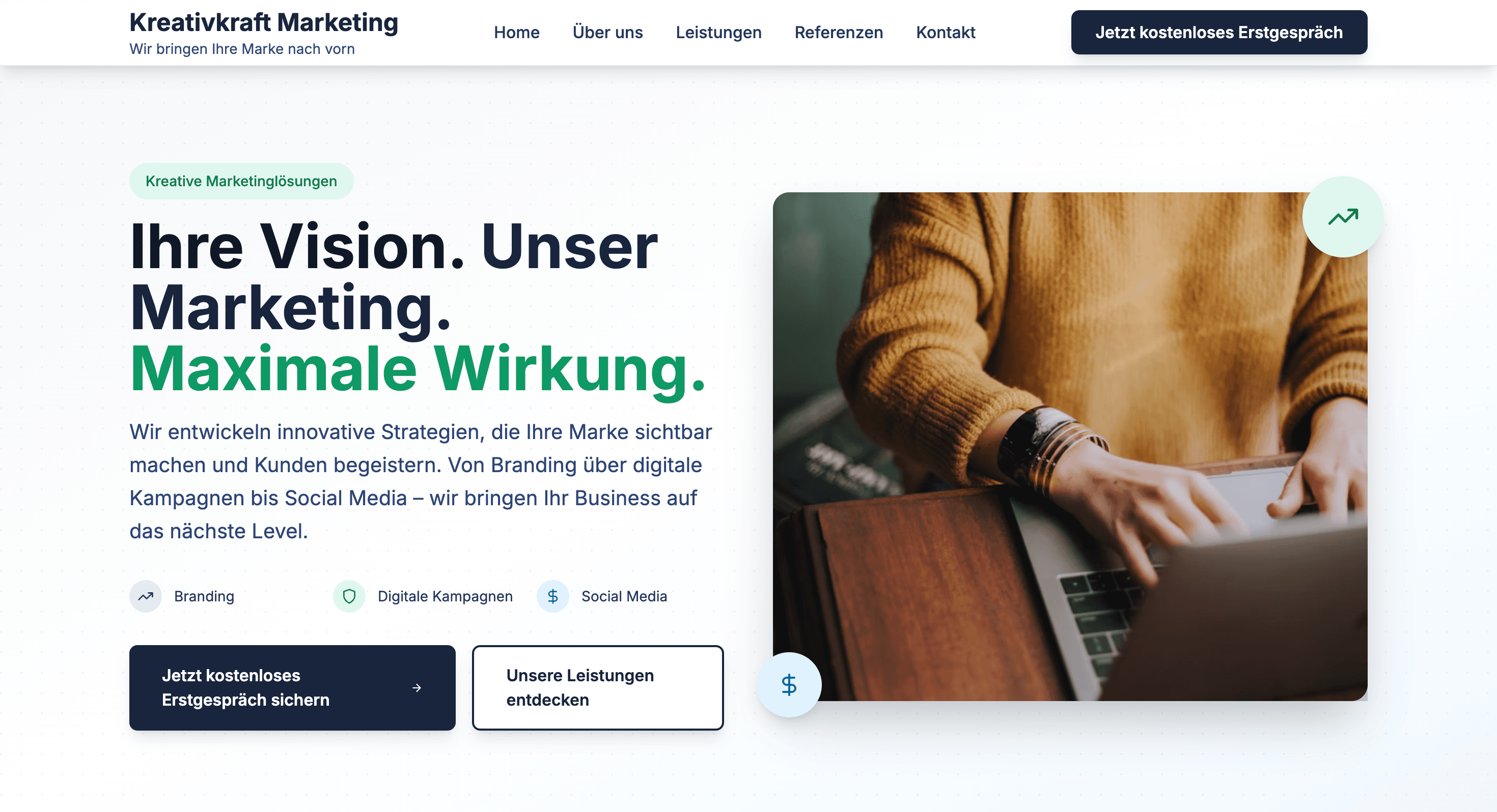 Screenshot Kreativkraft Marketing Website